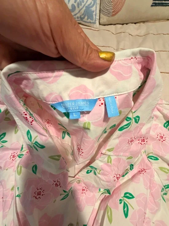 Draper James Pink Floral Tie-Front Puff-Sleeve Dress - Picture 6 of 6